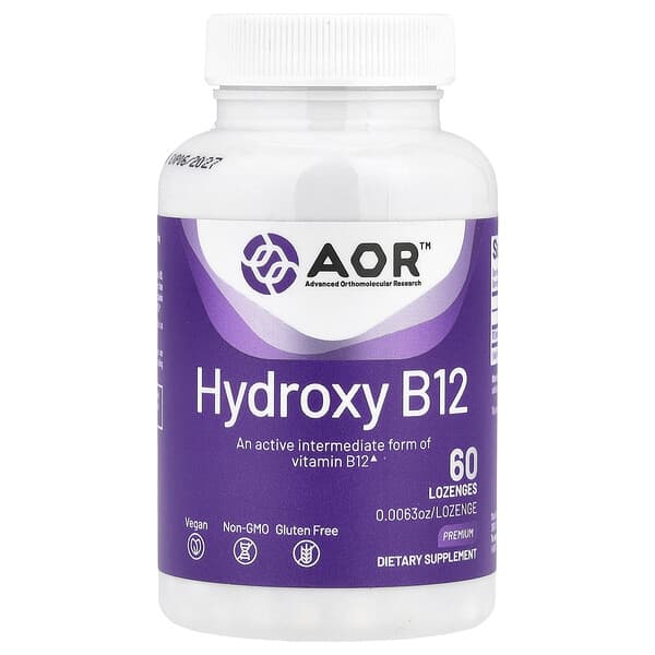 Advanced Orthomolecular Research AOR, Hydroxy B12, 1,000mcg, 사탕 정제 60정