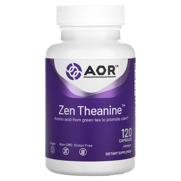 Advanced Orthomolecular Research AOR, Zen Theanine 茶氨酸素食膠囊，120 粒裝