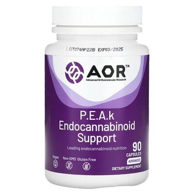 Advanced Orthomolecular Research AOR, P.E.A.k Endocannabinoid Support, Advanced, 400 mg , 90 Capsules