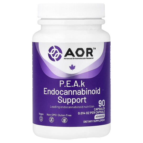 Advanced Orthomolecular Research AOR, PEak 엔도카나비노이드 서포트, 어드밴스드, 캡슐 90정