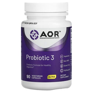 Advanced Orthomolecular Research AOR, Probiotic 3, 90 растительных капсул