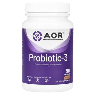 Advanced Orthomolecular Research AOR, Probiotic 3, 90 cápsulas vegetales