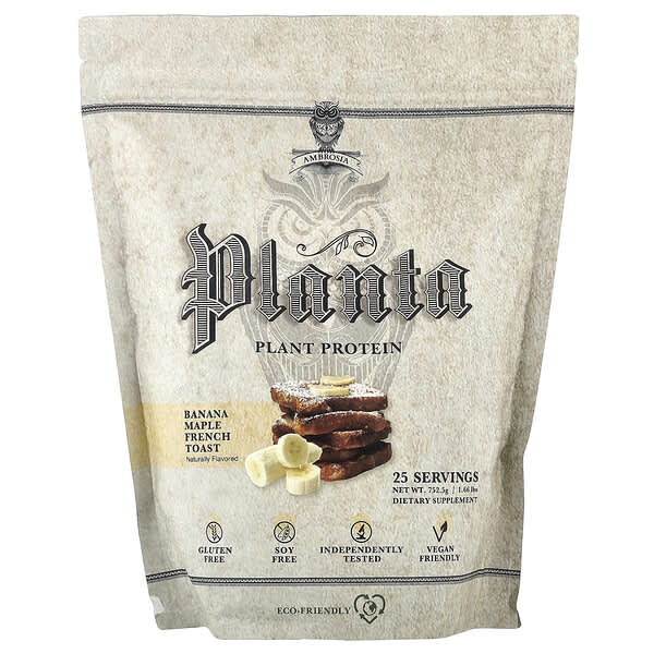 Ambrosia Collective, Planta, 식물성 단백질, 바나나 메이플 프렌치 토스트, 752.5g(1.66lbs)