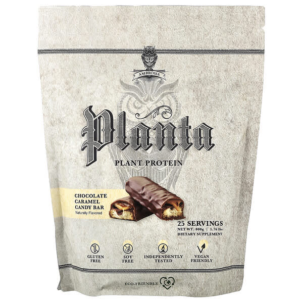 Ambrosia Collective, Planta, 식물성 단백질, 초콜릿 캐러멜 캔디바, 800g(1.76lbs)