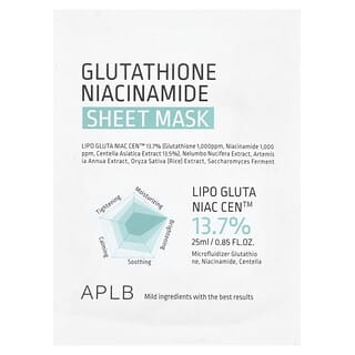 APLB, Mascarilla de belleza en lámina con glutatión y niacinamida, 1 lámina, 25 ml (0,85 oz. líq.)