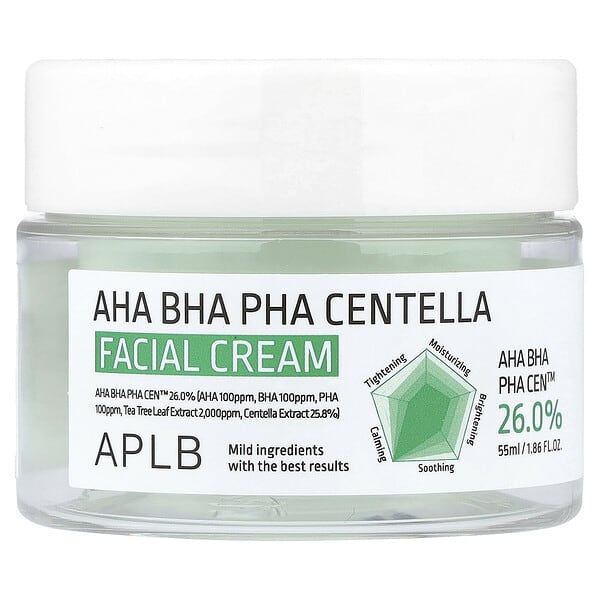 APLB, Cremă facială AHA BHA PHA cu Centella, 55 ml