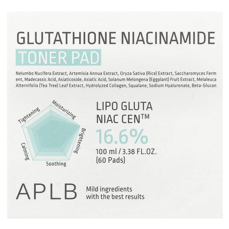 Glutathione Niacinamide, Toner Pad, 60 Pads, 3.38 fl oz (100 ml)