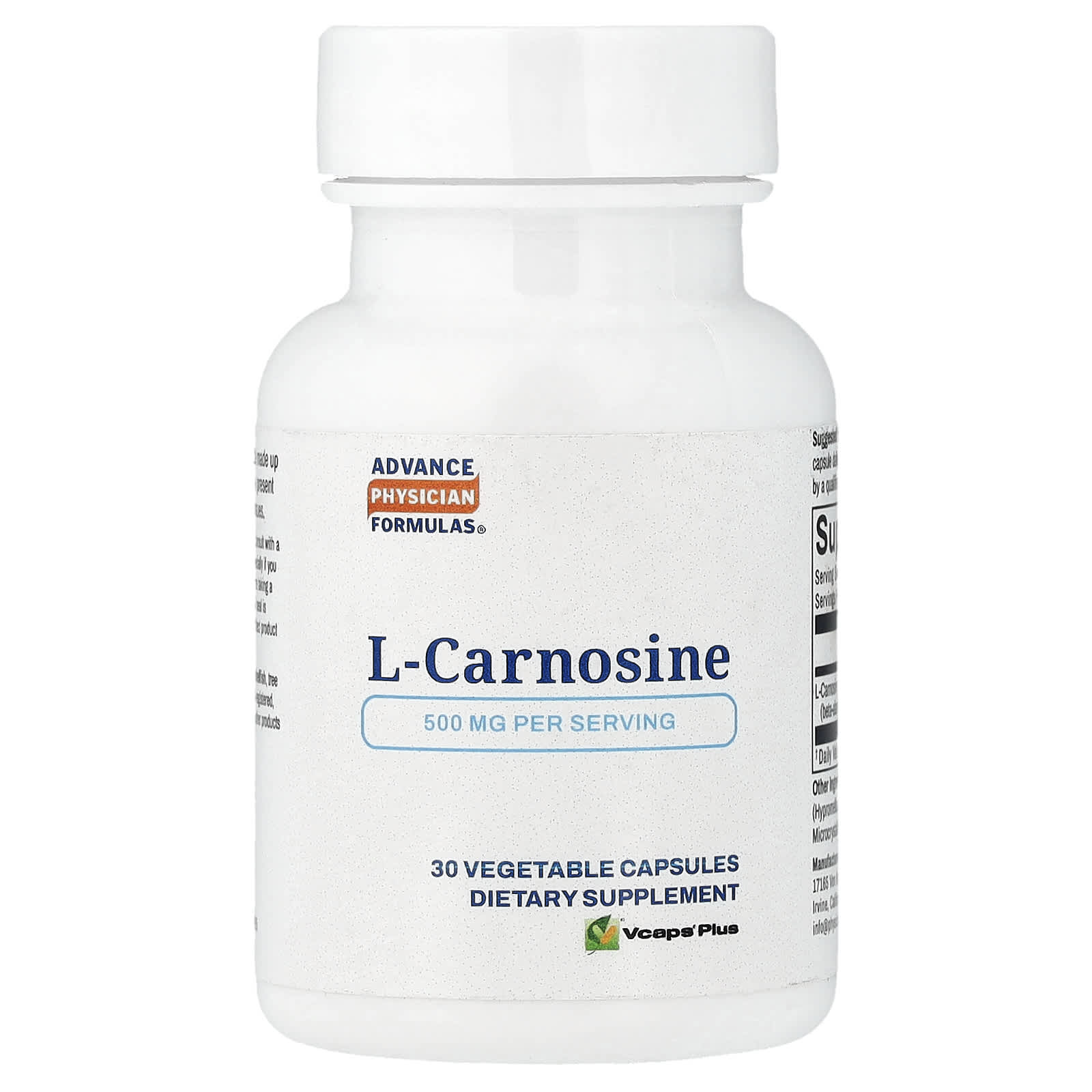 L-カルノシン、500mg、ベジカプセル30粒