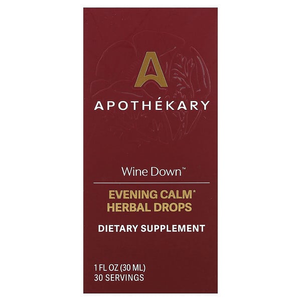 Apothekary, Wine Down™, Evening Calm Herbal Drops, 1 fl oz (30 ml) — product photo 1