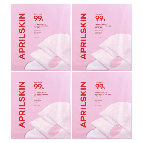 April Skin, TXA มาสก์เจลผสมคอลลาเจน 99 แคปซูล บรรจุ 4 แผ่น ขนาดแผ่นละ 1.05 ออนซ์ (30 ก.)
