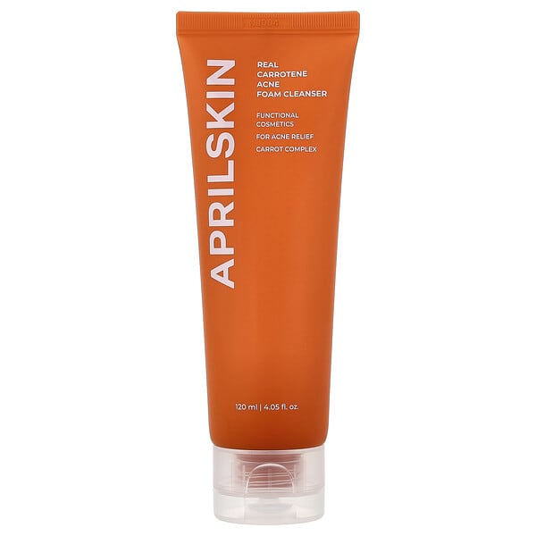 April Skin, 천연 캐로틴 여드름 폼 클렌저, 120ml(4.05fl oz)