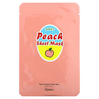 A'Pieu, 甜美桃味美容片裝面膜，桃子酸奶味，1 片，0.81 盎司（23 克）