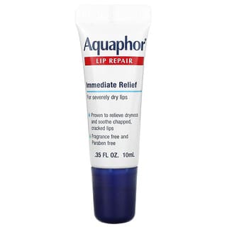Aquaphor, Baume à lèvres réparateur, soulagement immédiat, sans parfum, 10 ml.