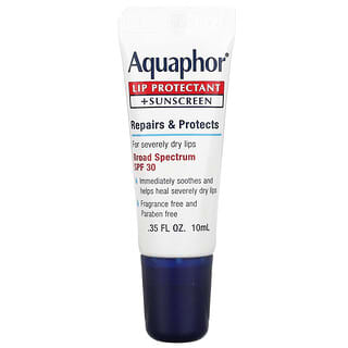 Aquaphor‏, הגנה לשפתיים + מקדם הגנה מהשמש, SPF 30 בעל ספקטרום רחב, 0.35 מ"ל (10 אונקיות נוזל)