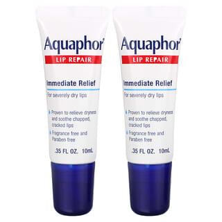 Aquaphor, Lip Repair, немедленное облегчение, без отдушек, 2 тюбика по 10 мл (0,35 жидк. Унции)