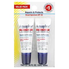 Aquaphor, 护唇膏 + 抗晒霜，SPF 30，2 管，每管 0.35 液量盎司（10 毫升）