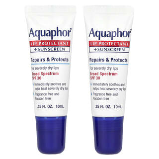 Aquaphor, Protetor Labial + Protetor Solar, FPS 30, 2 Tubos, 10 ml (0,35 fl oz) Cada