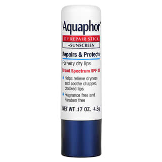 Aquaphor, Barra reparadora de labios con protector solar, FPS 30, Sin fragancia, 4,8 g (0,17 oz)