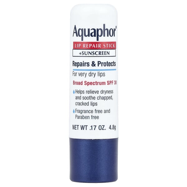 Aquaphor, 脣部修護棒 + 抗曬霜，SPF 30，無香，0.17 盎司（4.8 克）