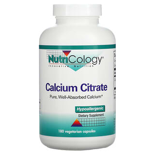 Nutricology, Citrate de calcium, 180 capsules végétales