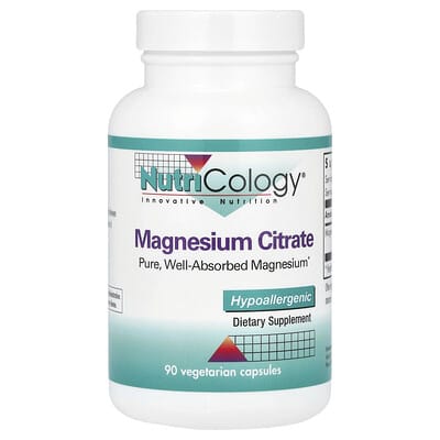 Nutricology, Magnesium Citrate, 90 Vegetarian Capsules (170 mg per capsule)