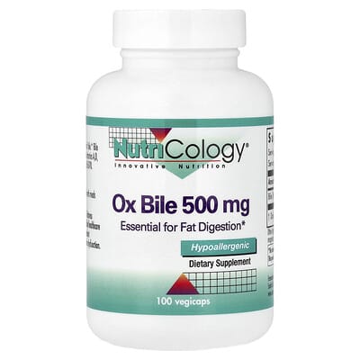 Nutricology, Ox Bile, 500 mg, 100 Vegicaps
