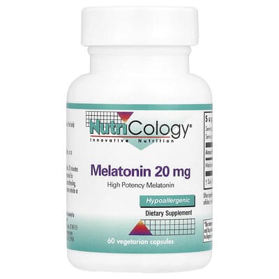 Nutricology, Melatonin, 20 mg, 60 Vegetarian Capsules