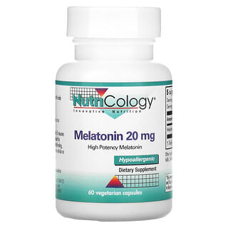 Nutricology, Melatonina, 20 mg, 60 cápsulas vegetarianas