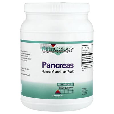 Nutricology, Pancreas, Natural Glandular (Porcine), 720 Capsules (425 mg per capsule)