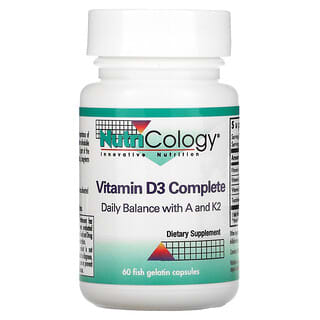 Nutricology, Vitamina D3 completa, 60 cápsulas de gelatina de peixe