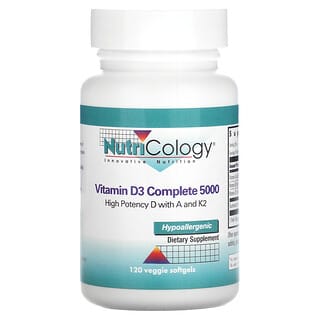 Nutricology, Vitamin D3 Complete 5000, 120 Veggie Softgels