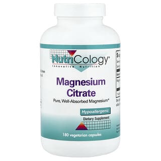 Nutricology, Magnesium Citrate, 180 Vegetarian Capsules (170 mg per Capsule)