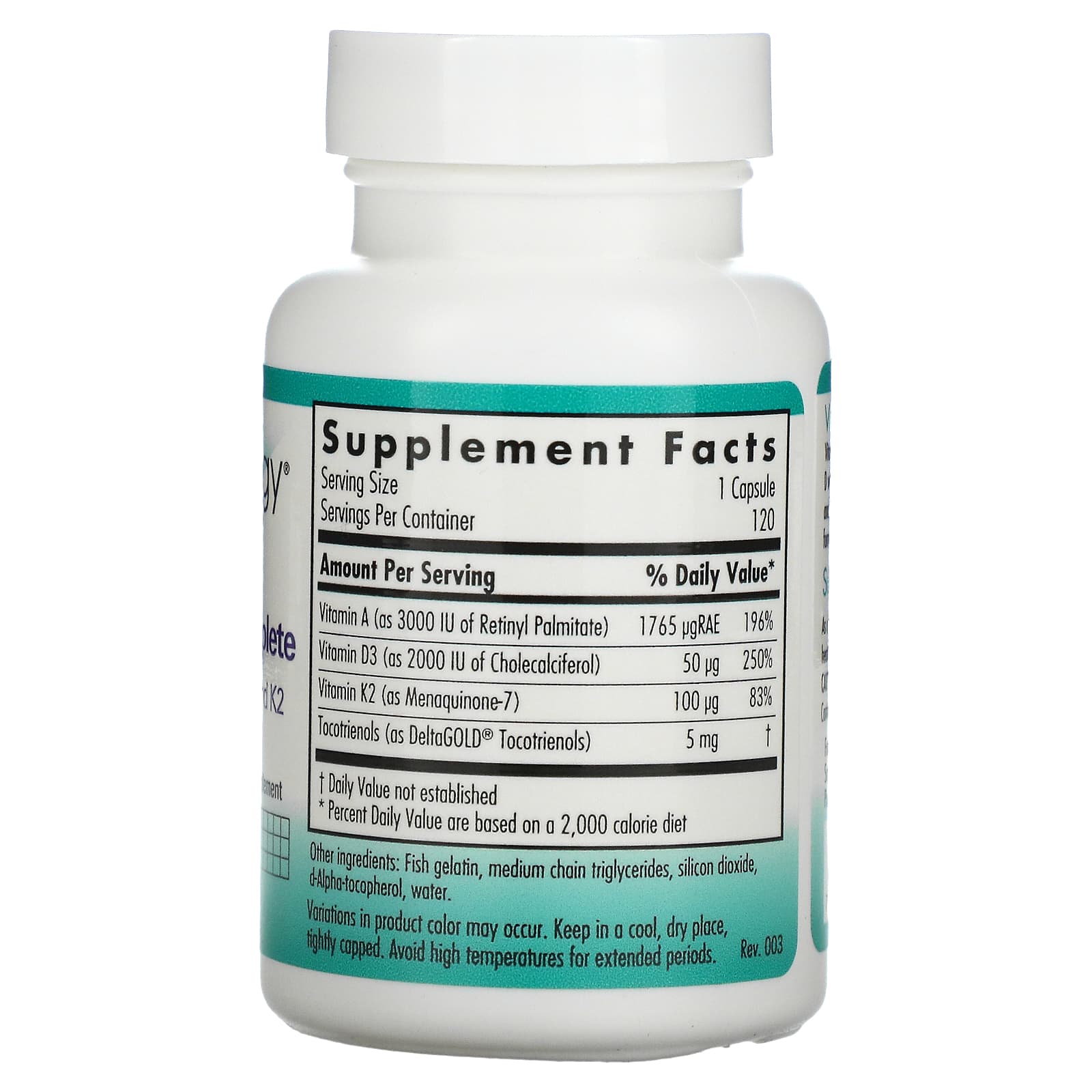 뉴트리콜로지, 비타민 D3 콤플리트(Vitamin D3 Complete), 피쉬 젤라틴 캡슐 120정