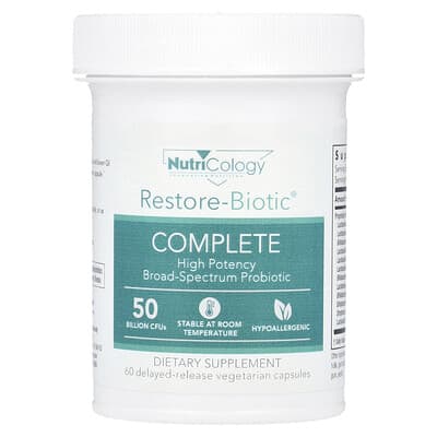 Nutricology, Restore-Biotic Complete, 50 Billion, 60 Extended-Release Vegetarian Capsules