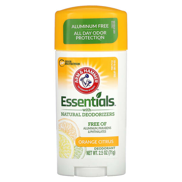 Arm & Hammer, Essentials with Natural Deodorizers, Deodorant, Orange