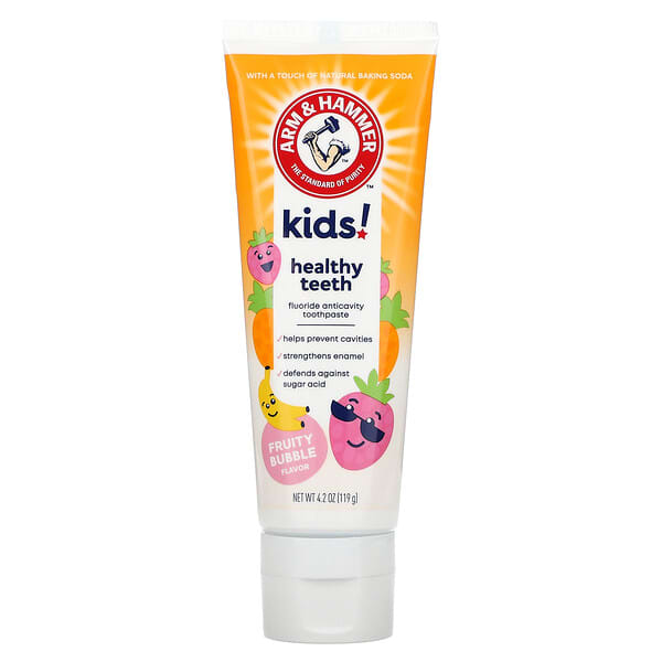 Arm & Hammer‏, Kids Healthy Teeth, Fluoride Anticavity Toothpaste, 2 yrs+ Fruity Bubble, 4.2 oz (119 g)