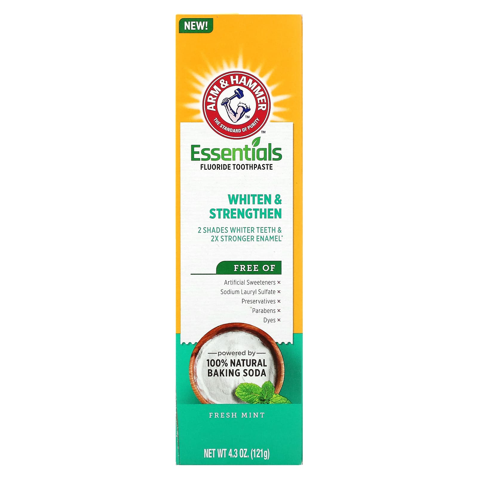 Arm & Hammer, Whiten & Strengthen, Essential Fluoride Toothpaste, Fresh