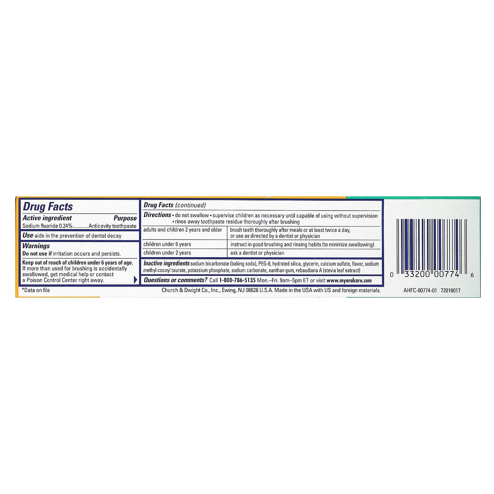 Arm & Hammer, Whiten & Strengthen, Essential Fluoride Toothpaste, Fresh