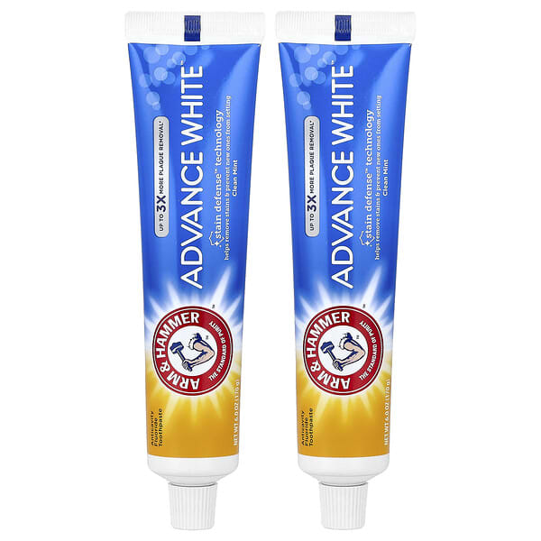 Arm & Hammer, Advance White™, Tandpasta tegen gaatjes met fluoride, Clean Mint, Duoverpakking, 170 g per stuk