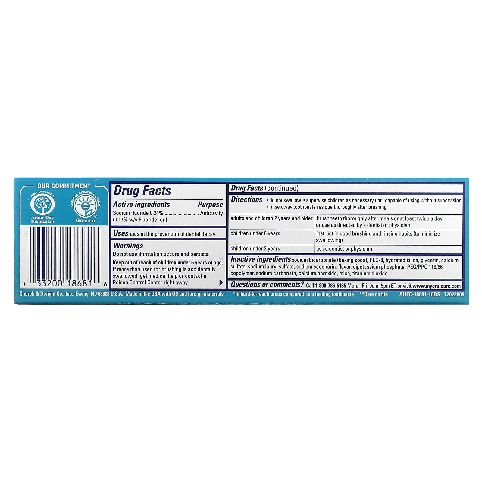 Arm & Hammer, Enamel Defense, Fluoride Toothpaste, Crisp Mint, 4.3 oz