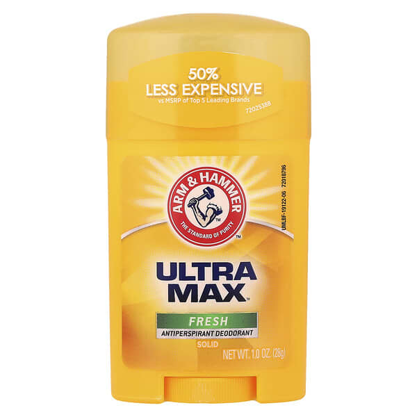 Arm & Hammer, UltraMax，固體止汗淨味劑，清新，1.0盎司（28克）