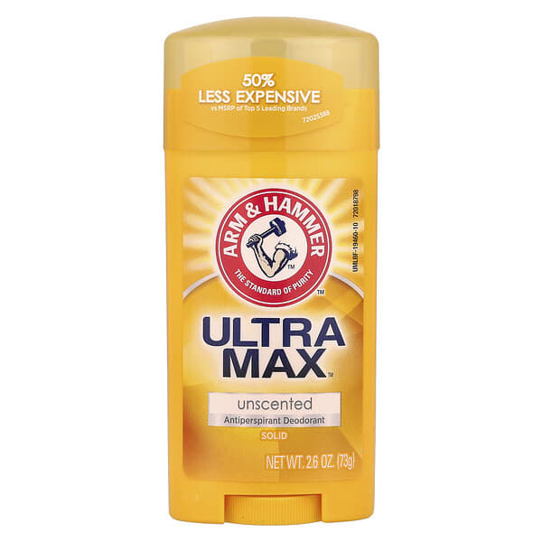 Arm & Hammer, UltraMax，固體止汗淨味劑，無香型，2.6 盎司（73 克）