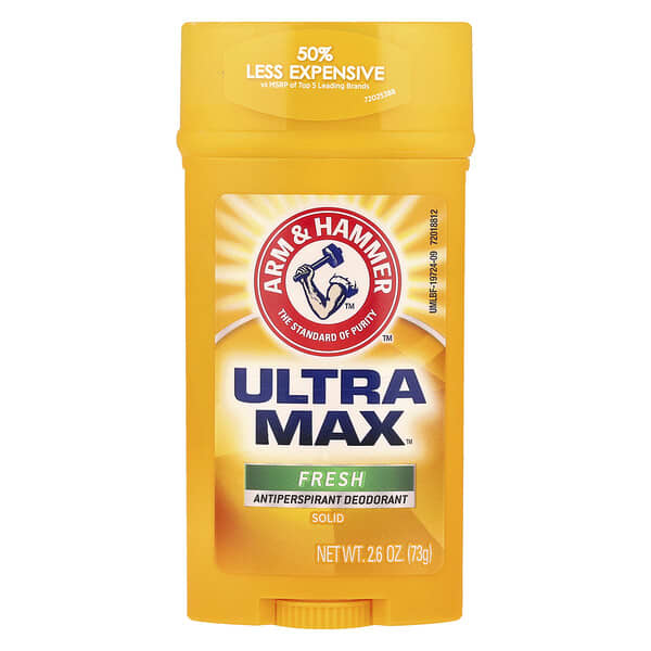 Arm & Hammer, UltraMax，固體止汗淨味劑，男性用，清新香味，2.6 盎司（73 克）