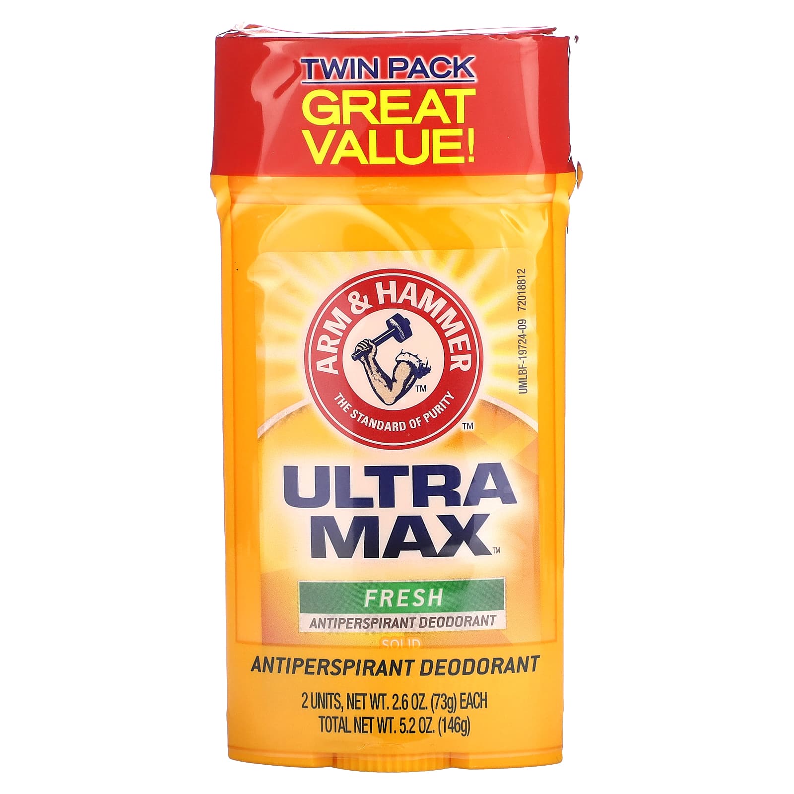 Arm & Hammer, UltraMax, Solid Antiperspirant Deodorant, Fresh, 2 Pack