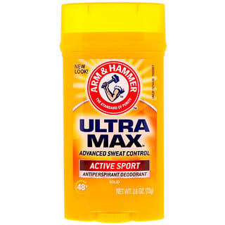 Arm & Hammer, UltraMax, Desodorante Antitranspirante Sólido, para Homens, Active Sport, 73 g (2,6 oz)