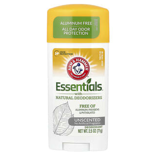 Arm & Hammer, Essentials con desodorizantes naturales, Desodorante, Sin aroma, 71 g (2,5 oz)