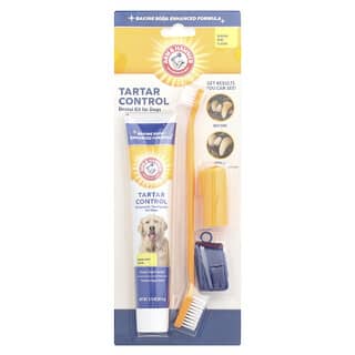 Arm & Hammer, Control de sarro, Kit dental para perros, Plátano y menta, Kit de 4 piezas