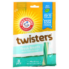 أرم أند هامر‏, Twister ، حلوى الفم المنعشة للكلاب ، حجم متوسط ، بالنعناع ، 8 قطع