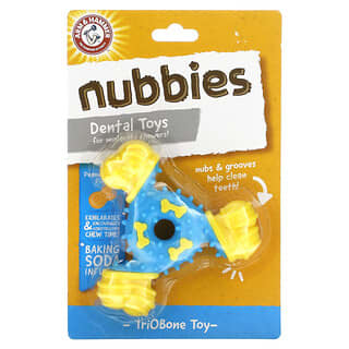 Arm & Hammer, Nubbies, Dental Toys for Moderate Chewers, TriOBone, Peanut Butter, 1 Toy