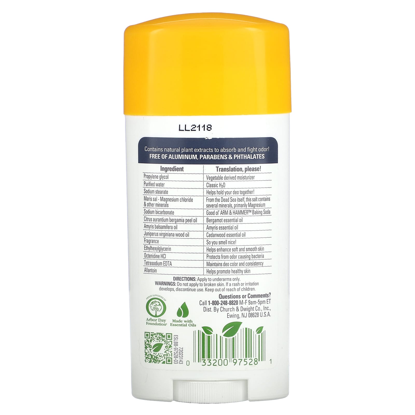 Arm & Hammer, Essentials with Natural Deodorizers, Deodorant, Magnesium